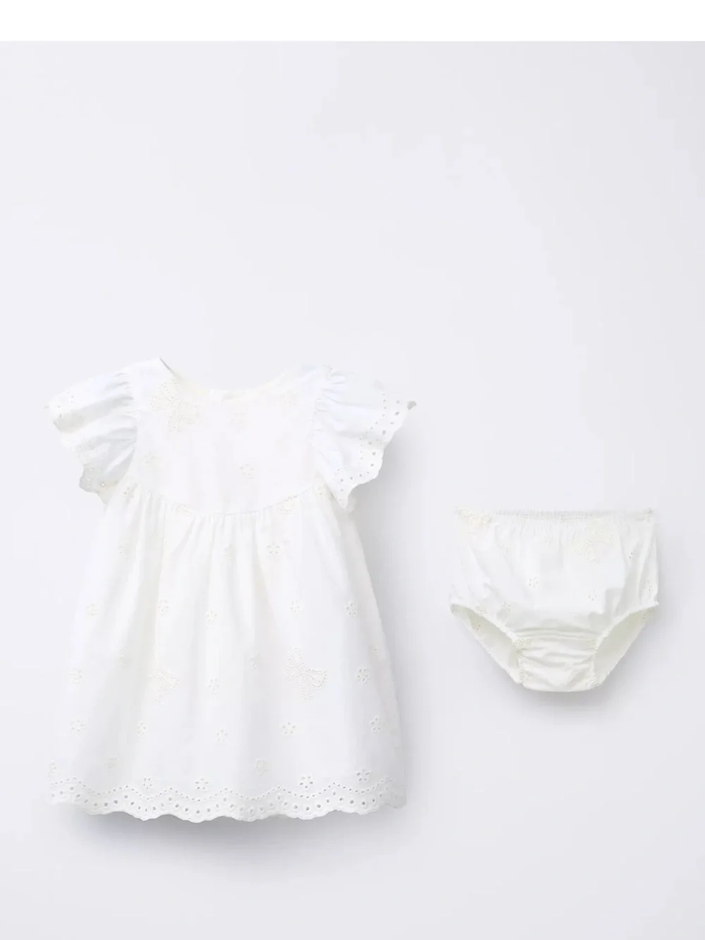 Zara White Eyelet Baby Dress with Bloomers